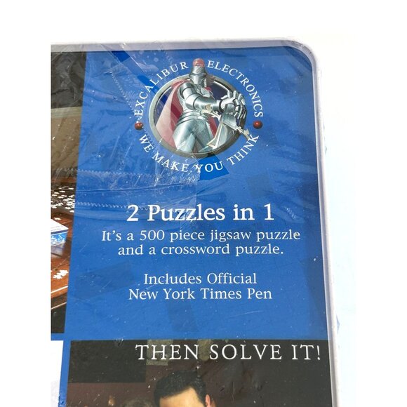 New York Times Crossword Jigsaw Puzzle 500 Pcs Tin Box Excalibur Electronics Vtg - Picture 6 of 17